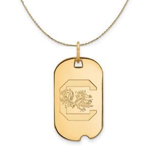 14k Yellow Gold South Carolina Dog Tag Necklace - 20 Inch